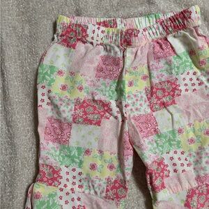 Girls Vintage Old Navy Patchwork Floral Pants - Pink & Green